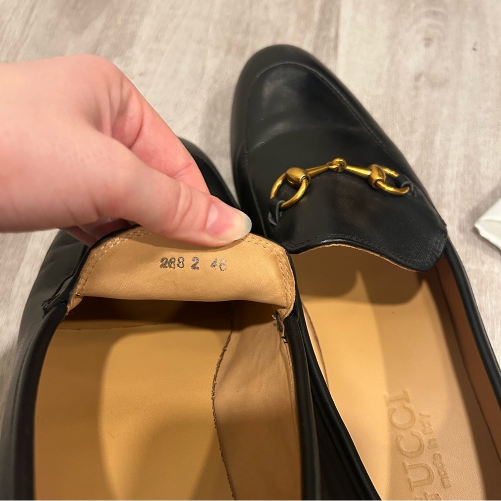 Black men’s jordaan style loafers with gold colored buckles faux leather - Picture 5 of 5
